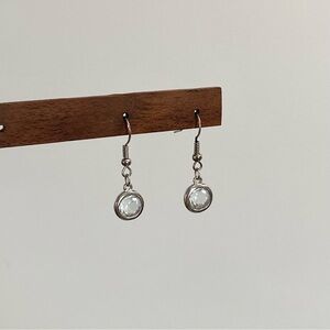 4/$15 Silver Crystal Small Dangly Drop Earrings